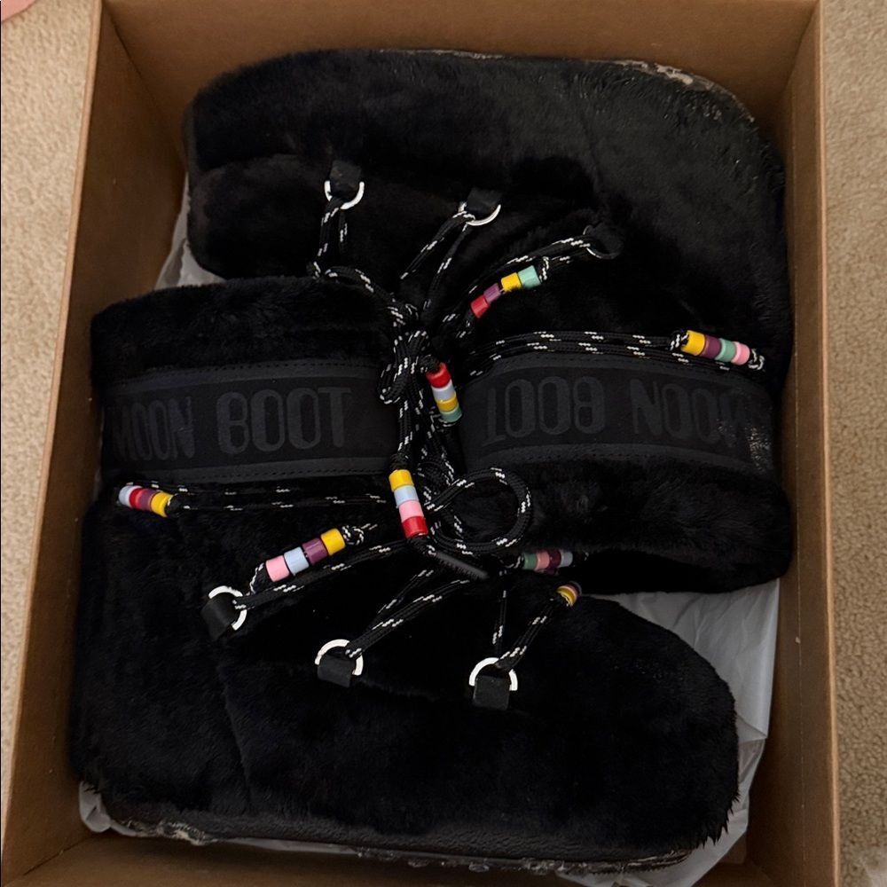 Moon Boot Icon Low Black Faux Fur 36-38